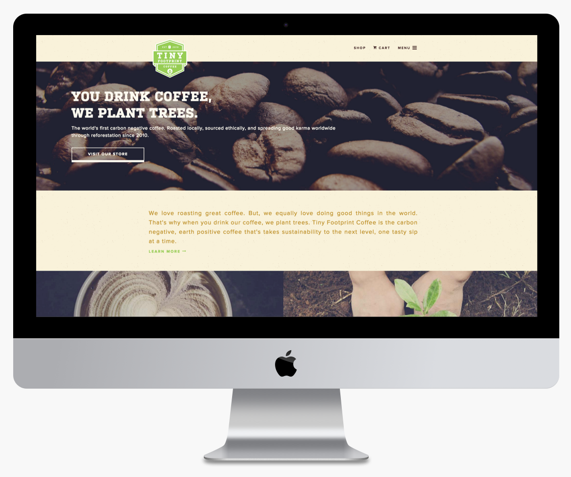 Tiny Footprint desktop website sample