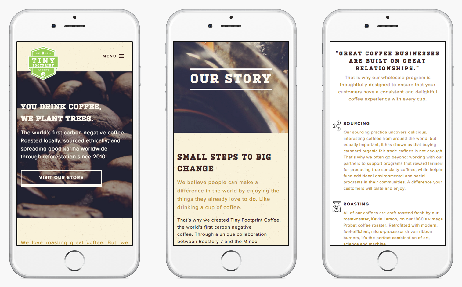 Tiny Footprint mobile website samples