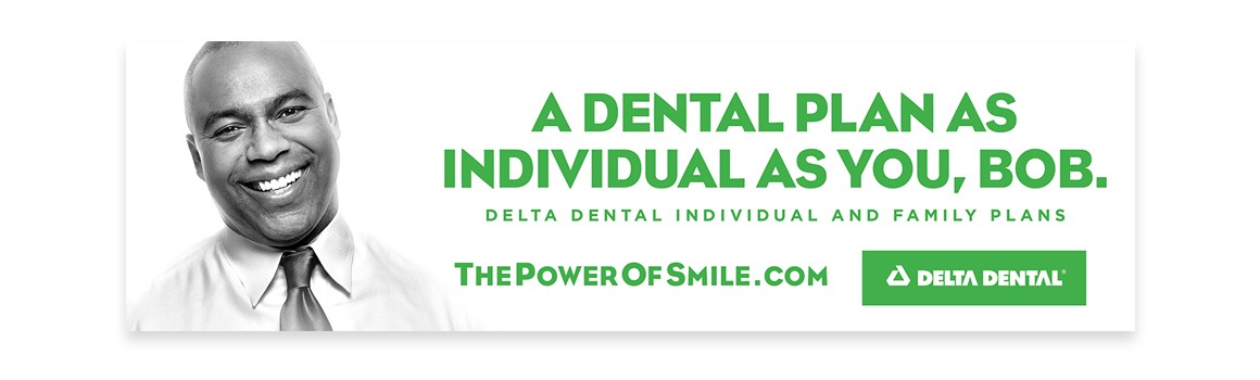Happy Customer in Delta Dental Insurance Billboard.