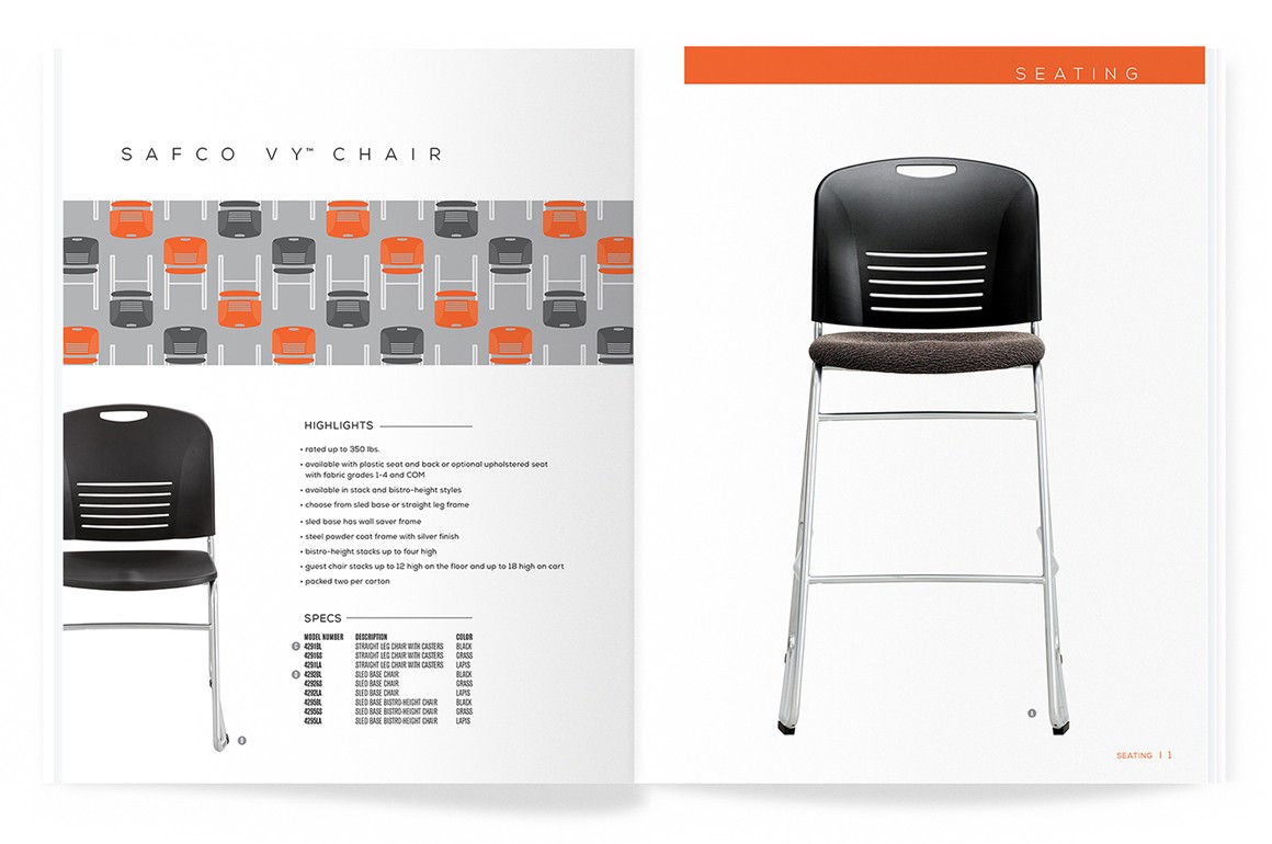 Furniture catalog Seating page.