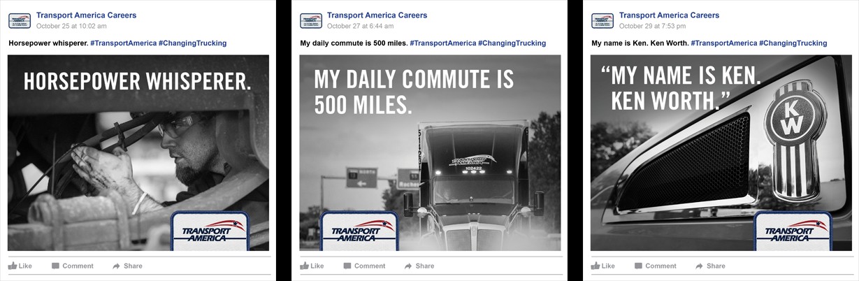 Transport America’s Facebook, LinkedIn, Twitter and Instagram pages an overhaul with more relevant, and visually compelling content that better connects its social media followers with the company and what it stands for.