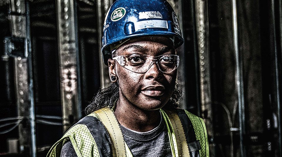 Young African American female worker.