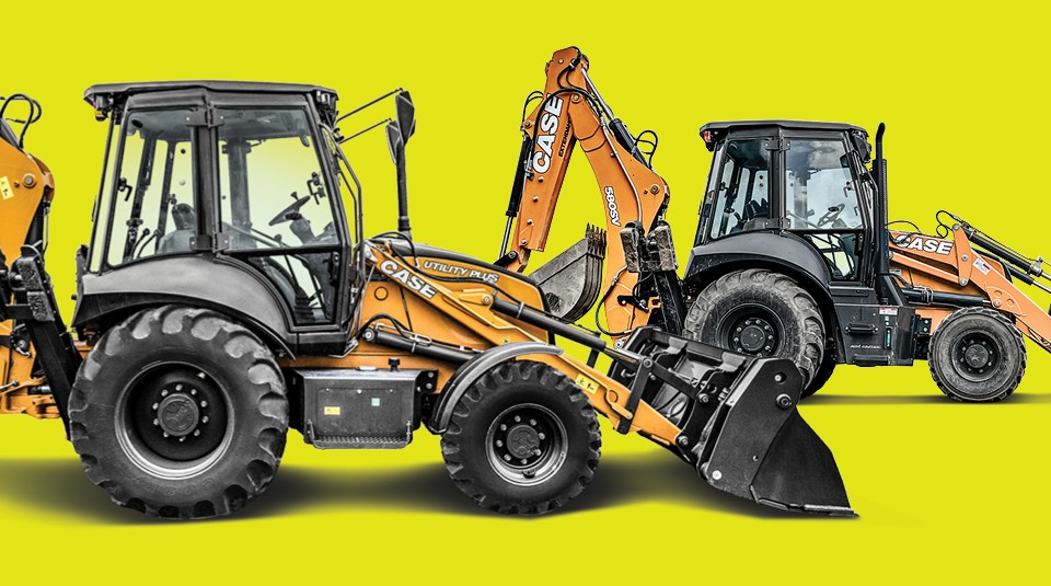 Two heavy equipment's in yellow background.